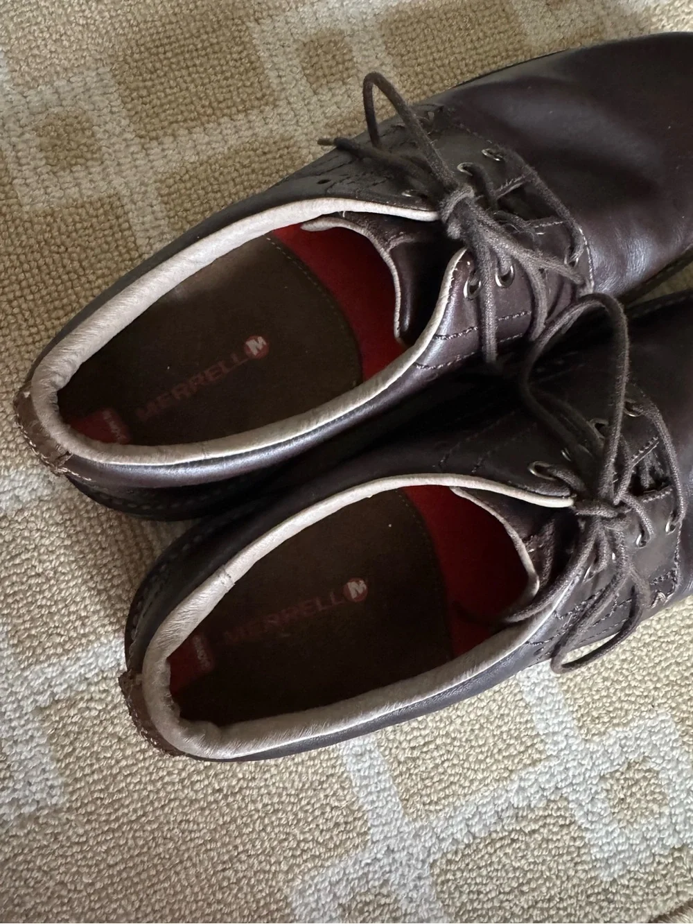 Merrell Performance Leather Oxford Walking Shoes Brown Men’s Size 11